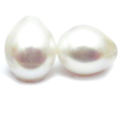 White 11-12mm Drop Undrilled Pairs